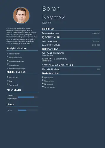 Şoför Cv Örnekleri cv indir